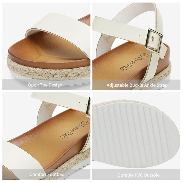 Espadrille Platform Sandals - WHITE PU - 3